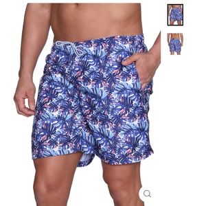 NWT Tailorbyrd Blue Palms Swim Short Size Medium